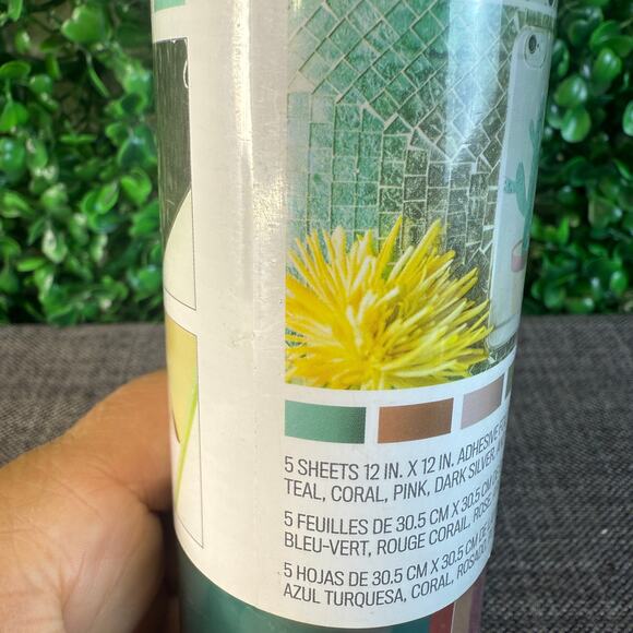 Cricut 5 Sheets 12X12 Adhesive Foil MatteTeal ,Coral, Pink, Dark Silver & Pink - Picture 4 of 12